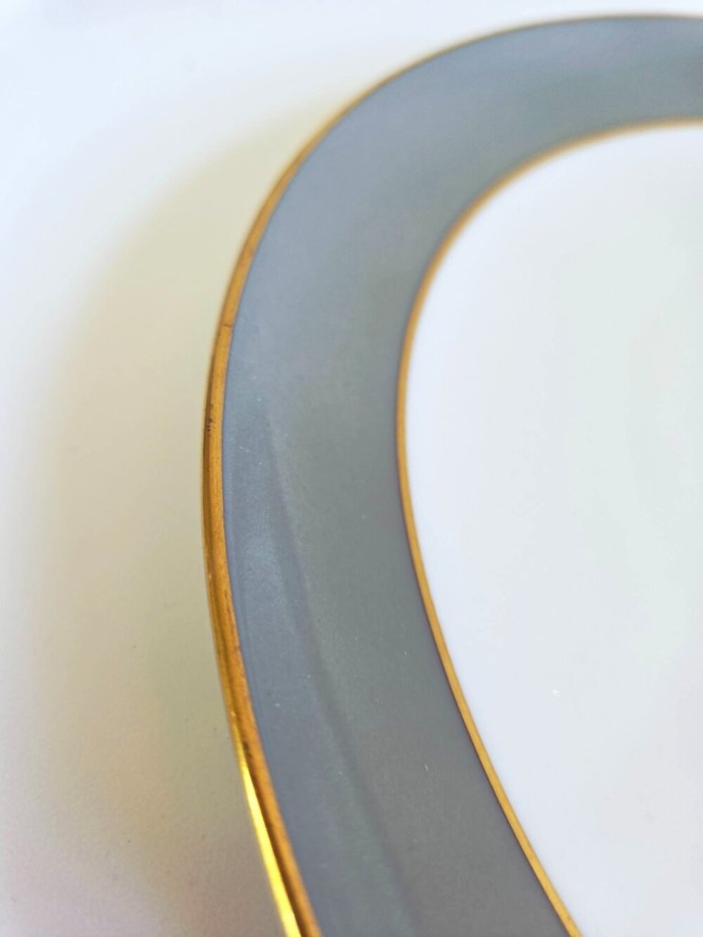 Lenox Trenton Gray & Gold Rim Chop Plate Platter Round 12.75" Made In USA - Picture 4 of 11